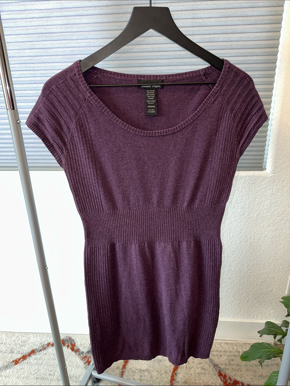 Sweater Project Plum Knit Short-Sleeve Dress